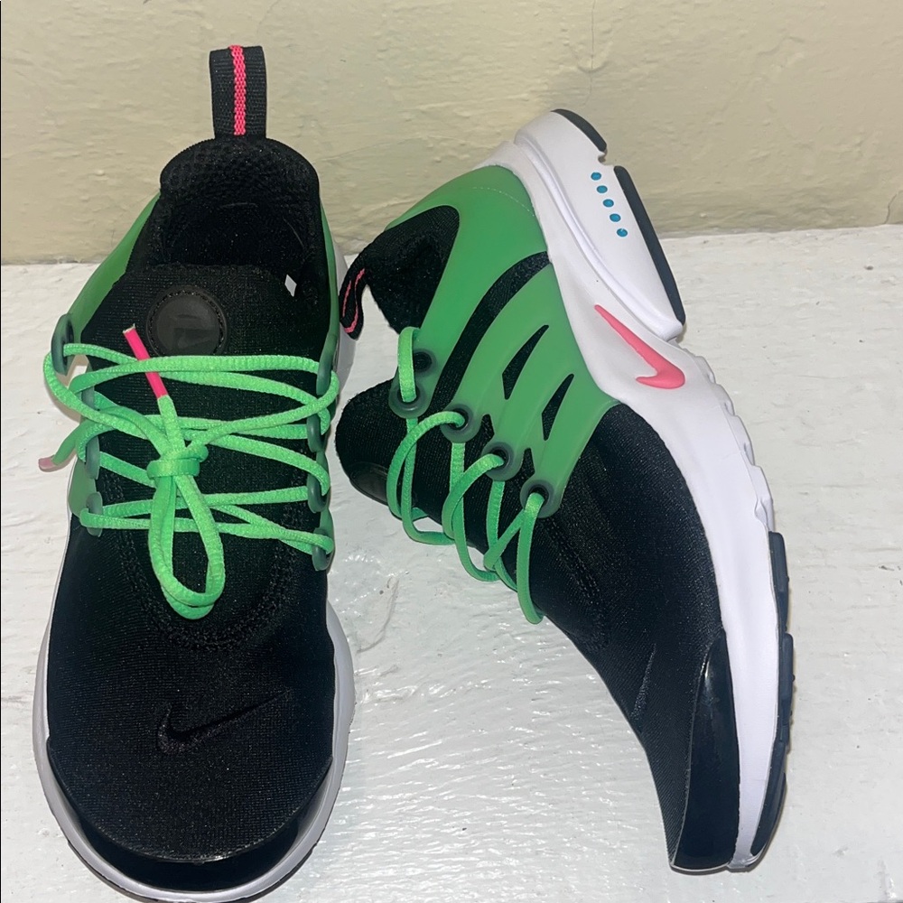 Nike Air Presto Black Hyper Pink Green Kids Running Shoes